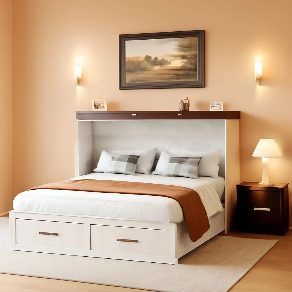 Original Design Queen Murphy Cabinet Bed Integrated Charging Station Enhanced
