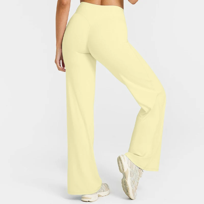 Enhanced Women’s High-Waist Straight-Leg Yoga Pants – Peach Lift Elastic Versatile High-Quality