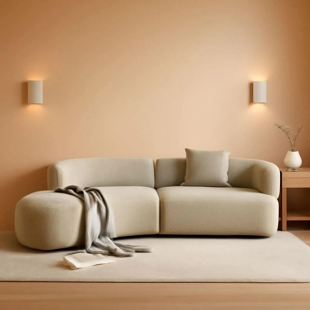 Breathable Light Coffee Curved Sectional Sofa For Living Room Specialty