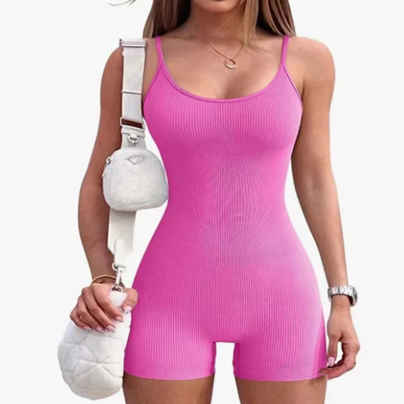 Versatile Women’s Ribbed Yoga Jumpsuit – Sleeveless Backless Tight Fit Unique