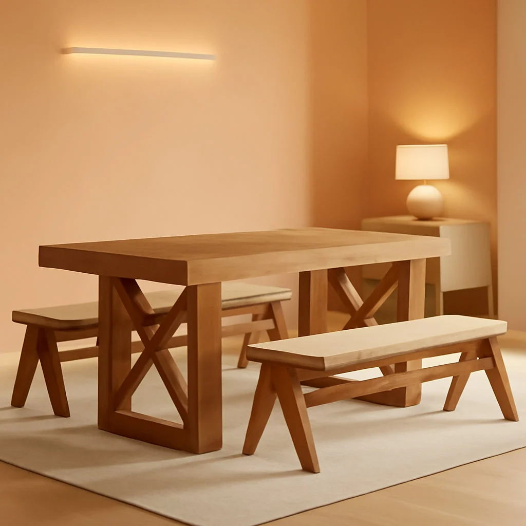 First-Class 63 Inch Farmhouse Dining Table Rectangular Yellowish Soft