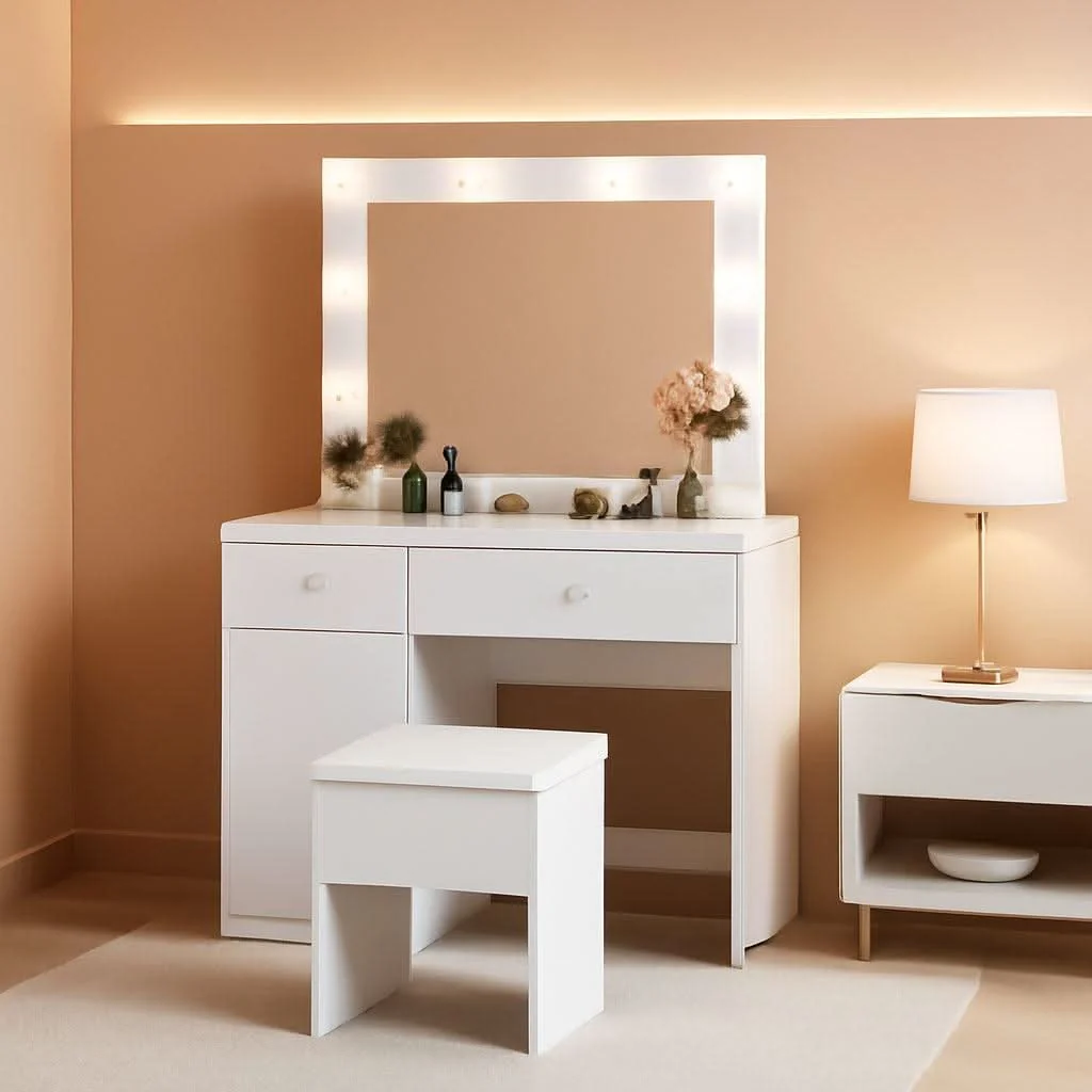 Proven White Multifunctional Vanity Desk With LED Illumination Fashionable