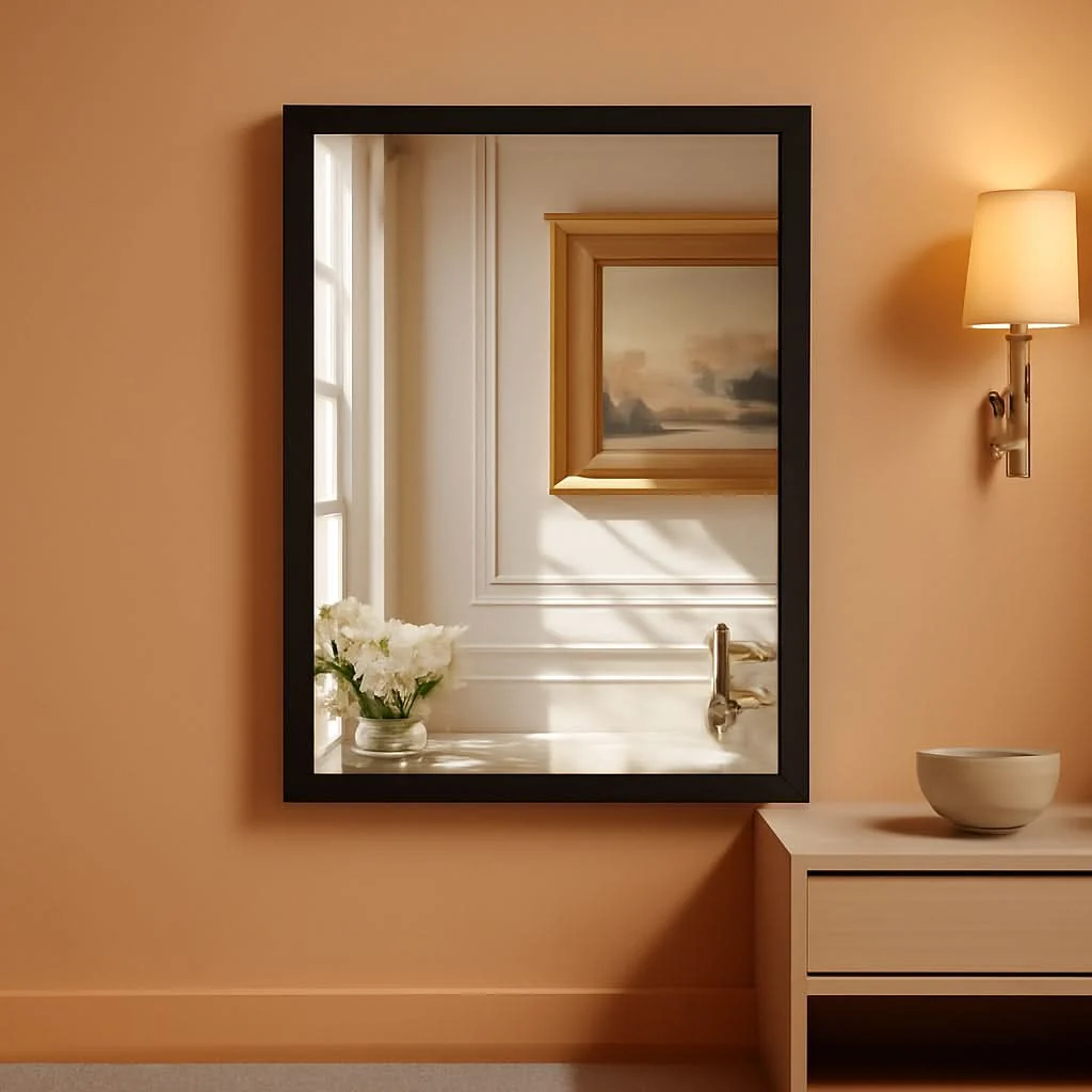 Fine Crafted 24X32Inch Beveled Aluminum Framed Mirror Brushed Black Next-Generation