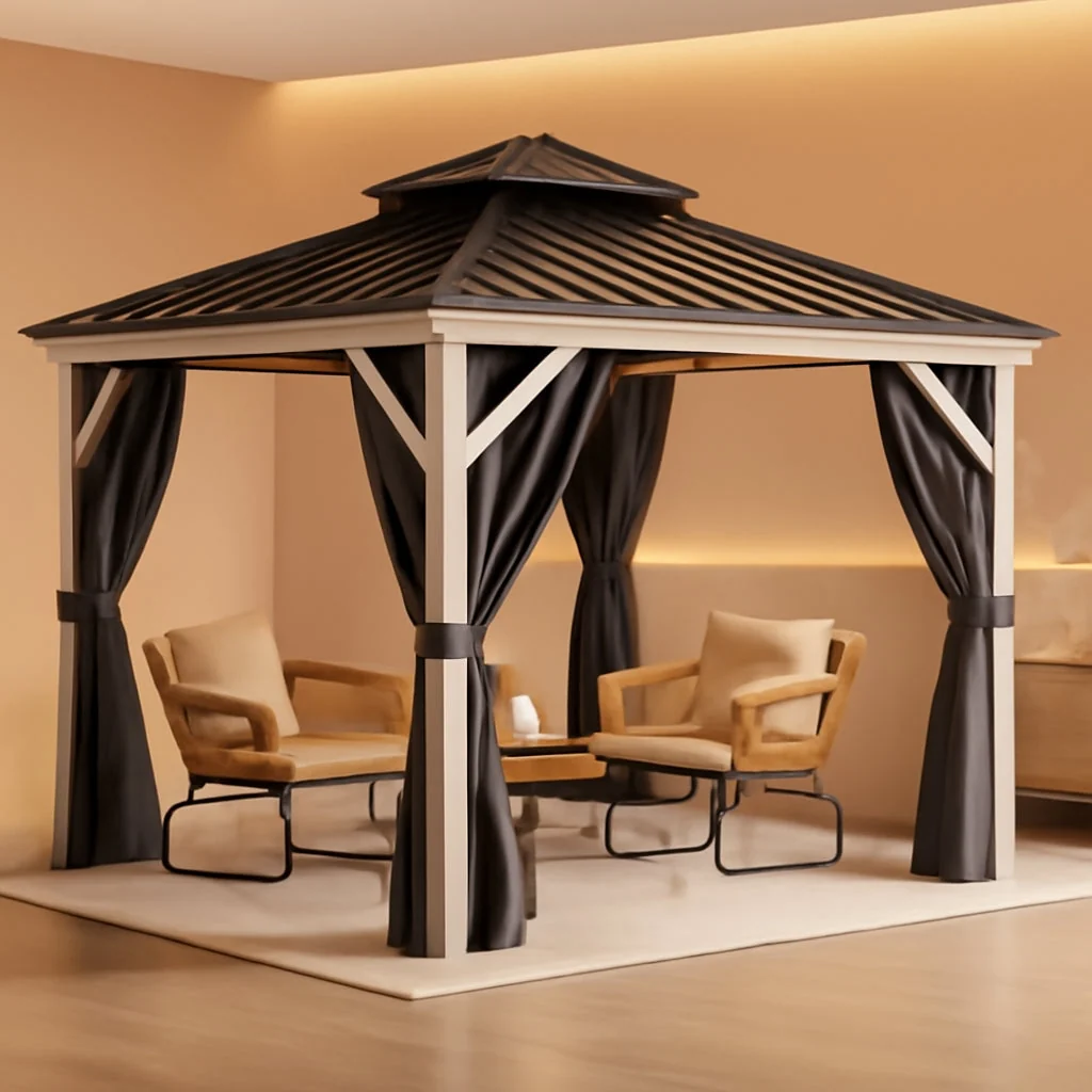 Refined 10x10Ft Longlasting Hard Top Aluminum White Gazebo Stylish