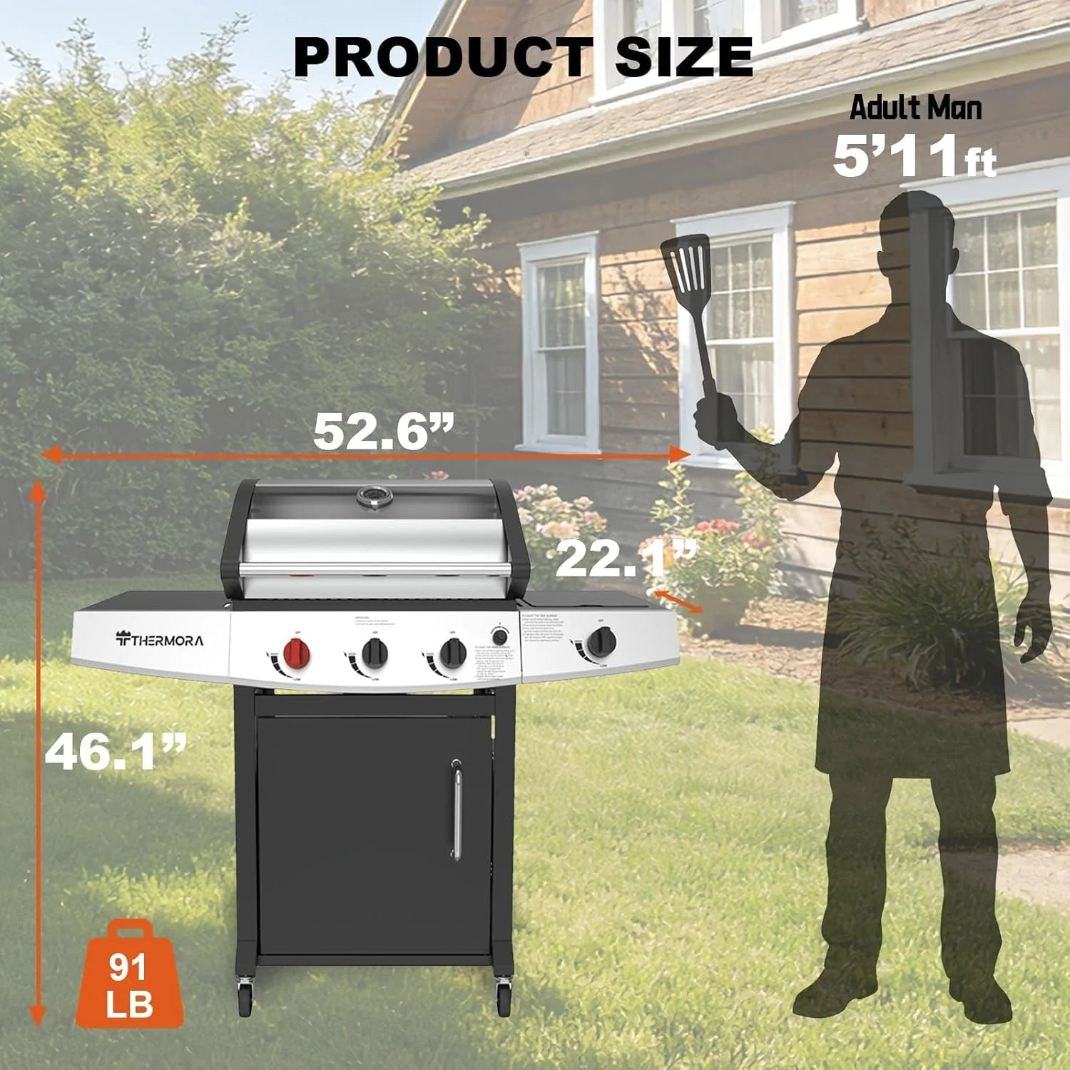 Fine Crafted Four Burner Propane Grill 50000 BTU Stainless Steel Soft