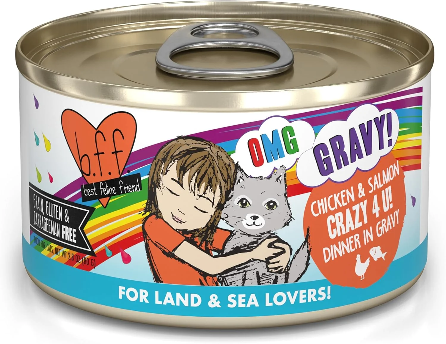 Modern Weruva B.F.F. OMG – Feline Friend Oh My Gravy Grain- Wet Cat Food Cans Crazy 4 U Chicken Salmon 2.8oz Can Pack of 12 Authentic