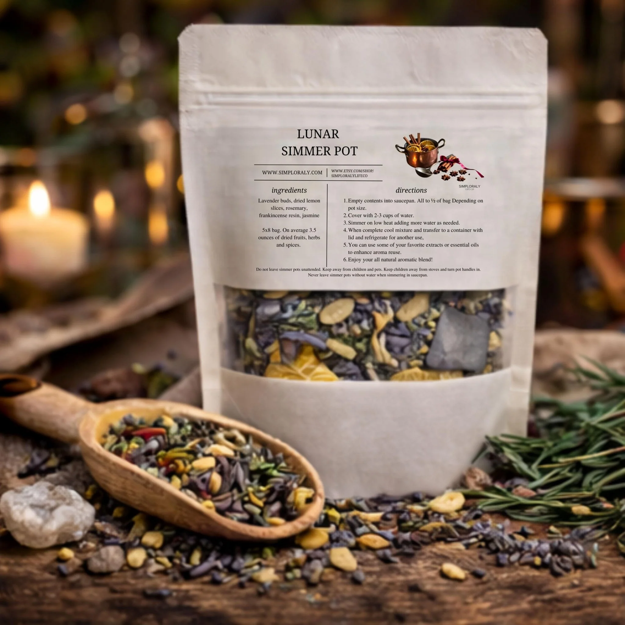 Reusable Lunar Simmer Pot Ritual Blend Full Moon Monthly Intention Stovetop Potpourri Sophisticated