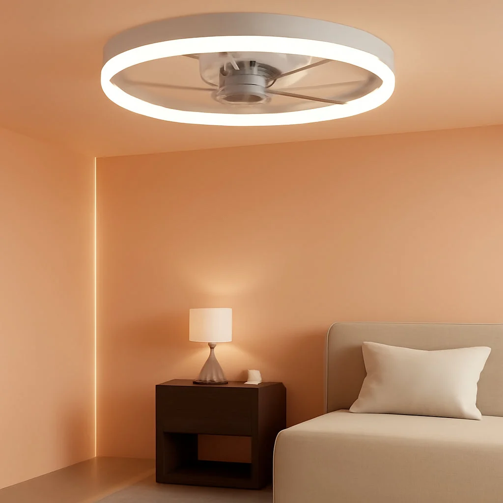 Solid 24 Inch Super Energy Efficient Ceiling Fan Night Light Smooth