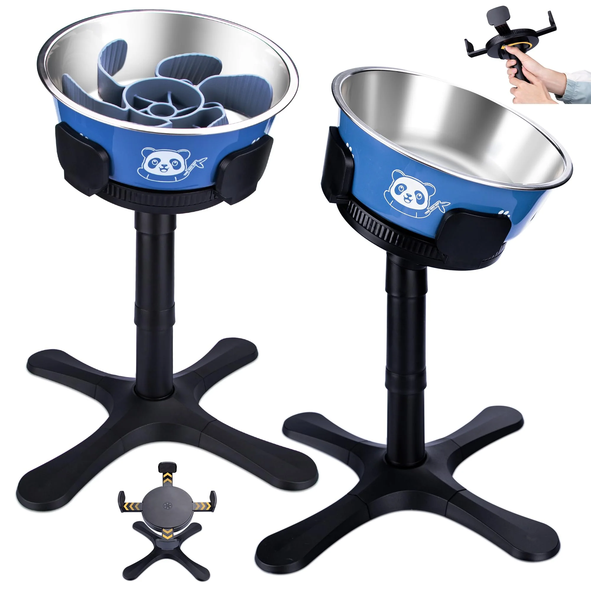 Traditional KMXASP d Slow Feeder Dog Bowl Stand — Adjustable Tilt 15° Non-Slip 5.5-9.5 Inch Bowls Stainless 2-Pack Original