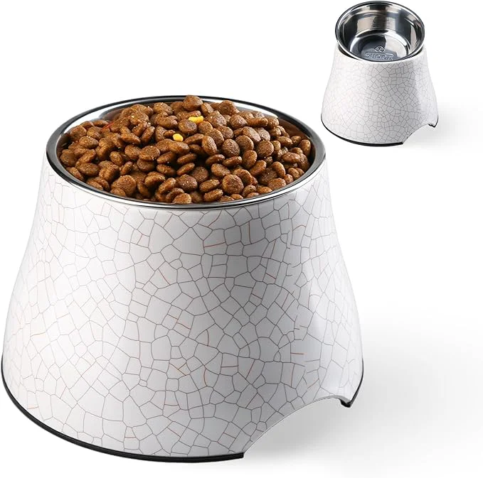 Solid d Dog Bowls with Stainless Steel Bowl Prevention of Vertebrae Disease Dog Food Bowl Non-Slip and High Capacity Pet Bowls Crackle Design M 2 CupAbout ThisOverview Professional