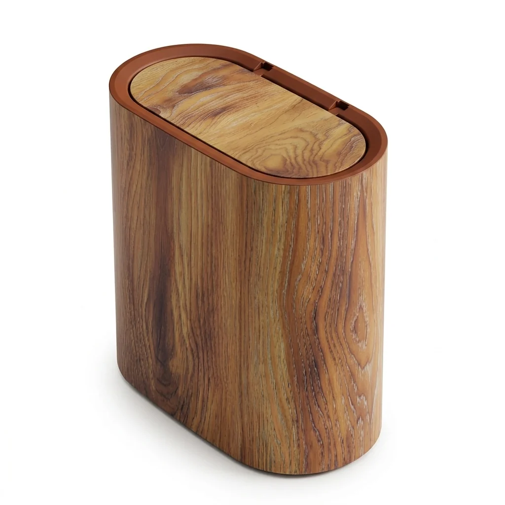 Original Design Slim Press-Top Bathroom Bin Marble-Effect Fits Tight Gaps Contemporary
