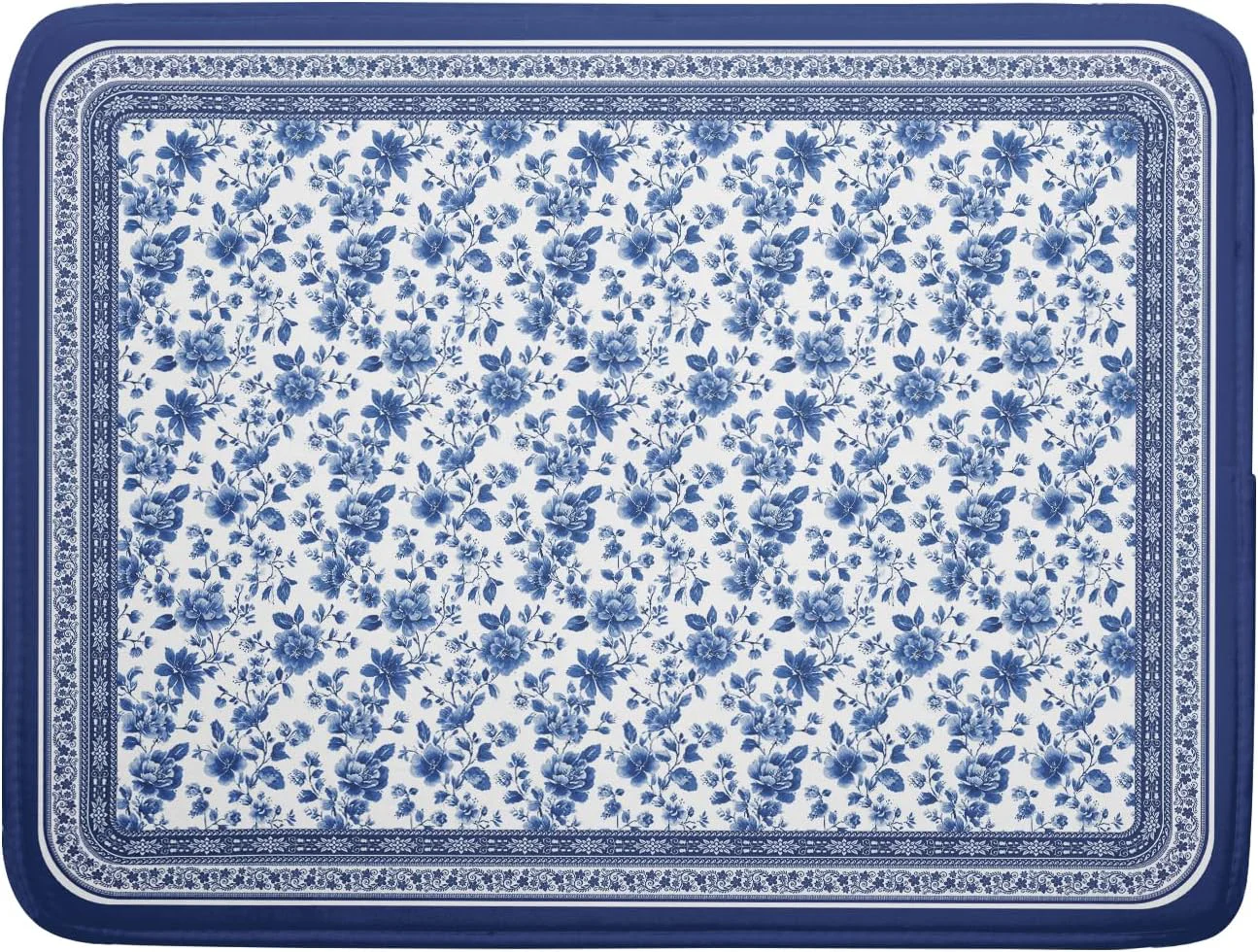 Flexible Blue Floral Branches Dish Drying Mat for Kitchen Counter Chinoiserie Pattern Dish Drying Pad 18×24 In Absorbent Vintage Flowers Decor Dishes Drainer Pad Dish Dry Rack Mat for Counter Coffee Bar Elegant