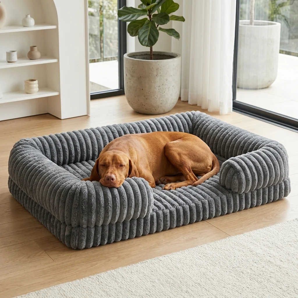 Contemporary Memory-Foam Dog Bed with Bolster Sides Cosy Washable Fast