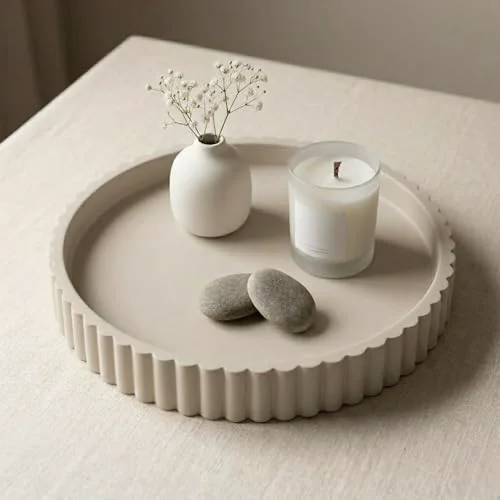 Fine 13 Inch Concrete Round Tray Home Decor for Coffee Table Decor Powerful