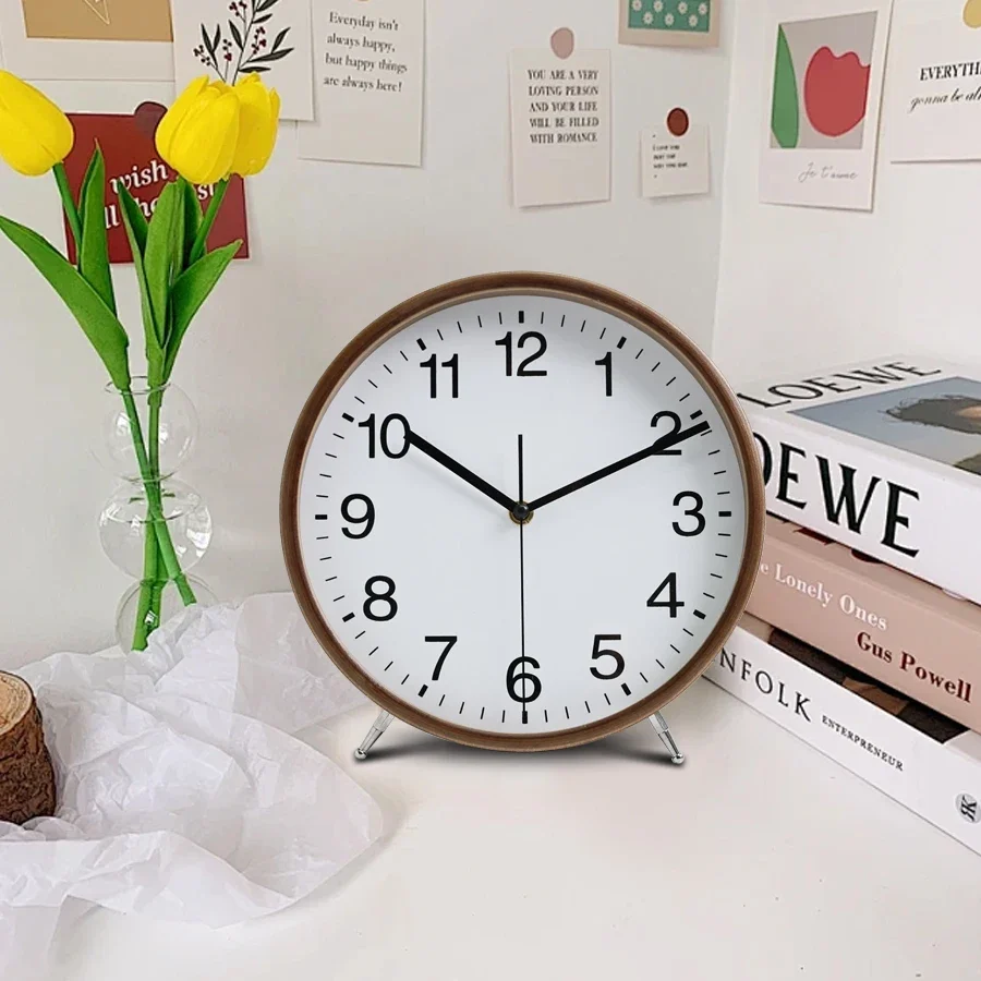 Versatile Pact Wooden Table Clock – Silent Quartz Desk Clock Minimalist Wood Mantel Clock for Living Room Office Elite