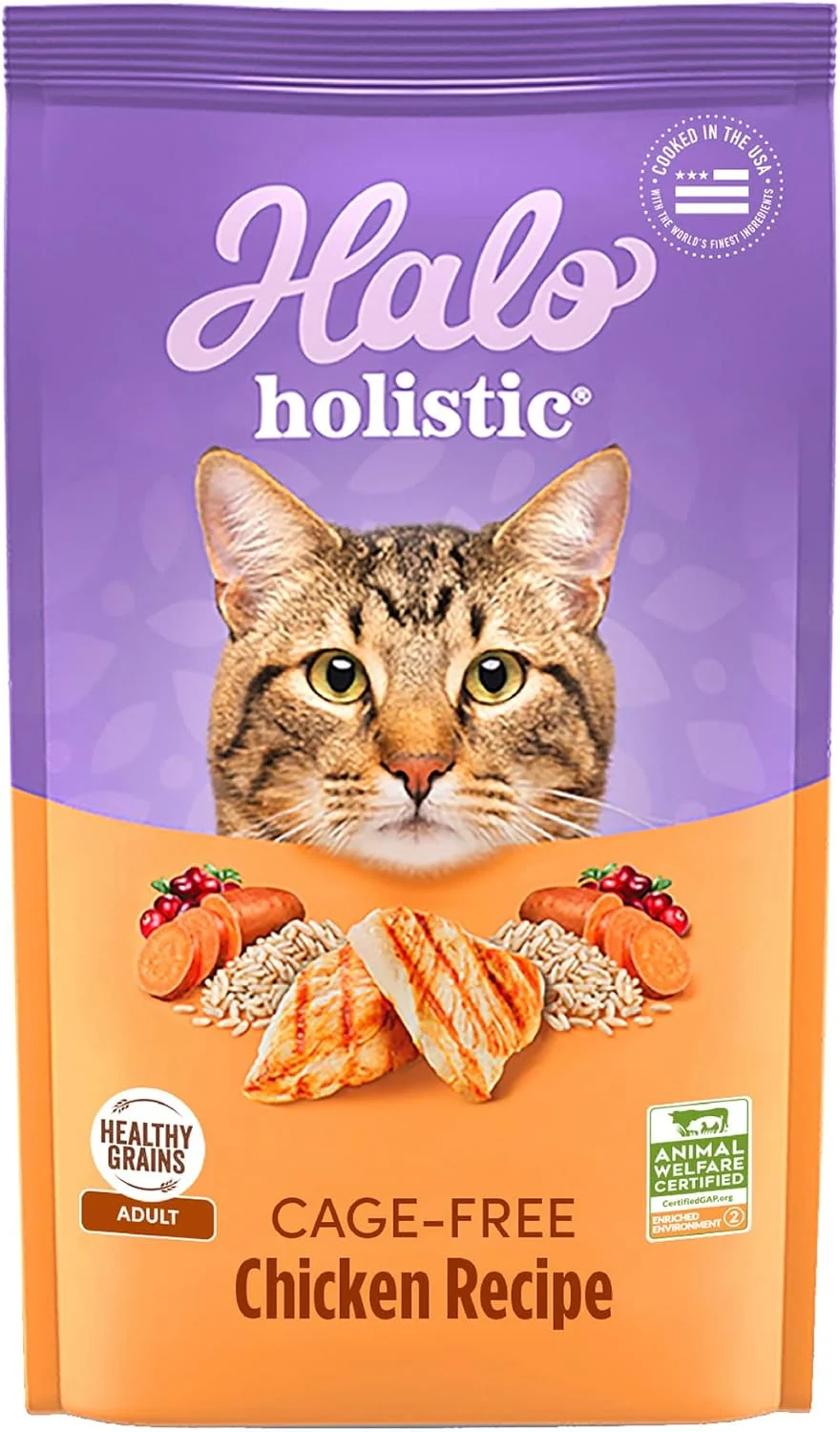 Dependable Halo Holistic Cage Chicken Cat Food Healthy Grains Dry Cat Food Complete Digestive Health Kibble for Adult Cats 3 lb Bag High-End