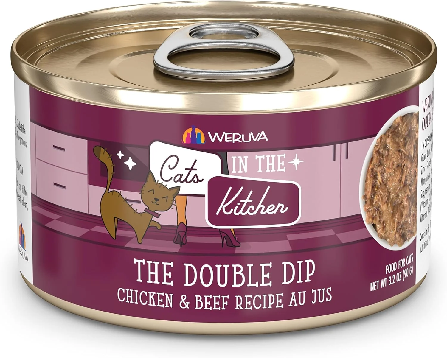 User-Friendly Weruva Cats in The Kitchen The Double Dip with Chicken Beef Au Jus Cat Food 3.2oz Can Pack of 24 Smart