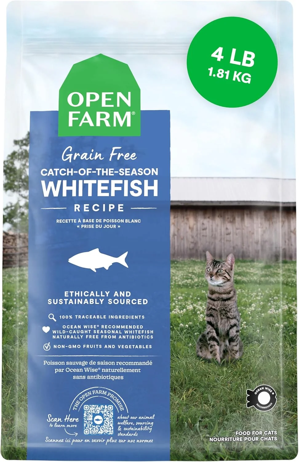 Functional Open Farm Catch-Of-The-Season Whitefish Recipe Organic Sustainable Cat Food Net 4 LB Responsible
