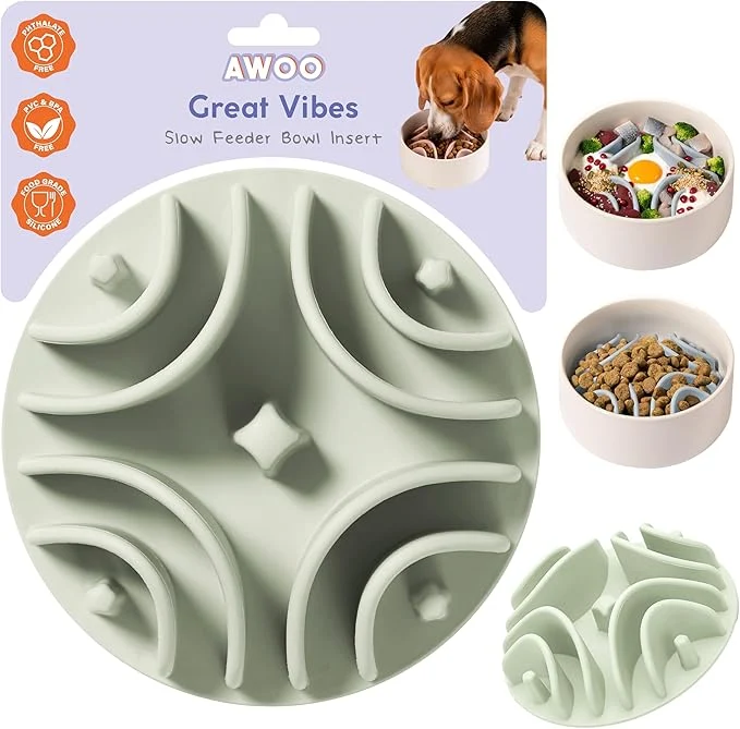First-Class Awoo Great Vibes – Silicone Slow Feeder for Dog Bowls Over 5.5 Inches – Non-Slip Wet and Dry Food-Compatible Pet Dish with Suction Cups – Extends Mealtime for Fast Eaters – Dishwasher Safe Sage About ThisOverview Professional