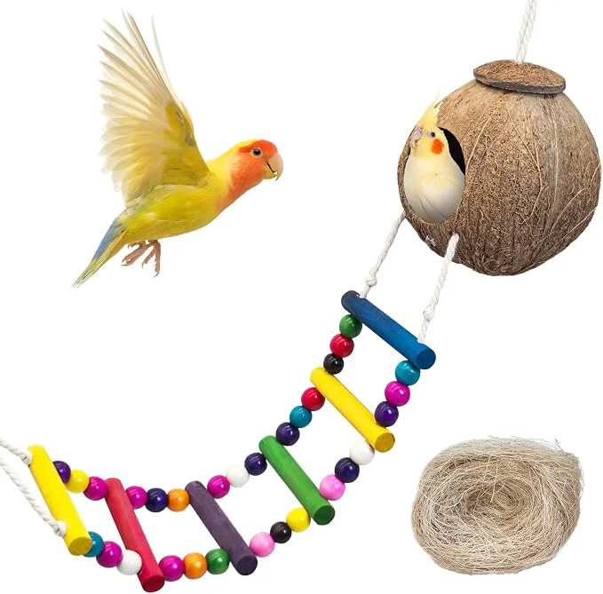 Specialty PINVNBY Hanging Coconut Bird Nest Hut Durable