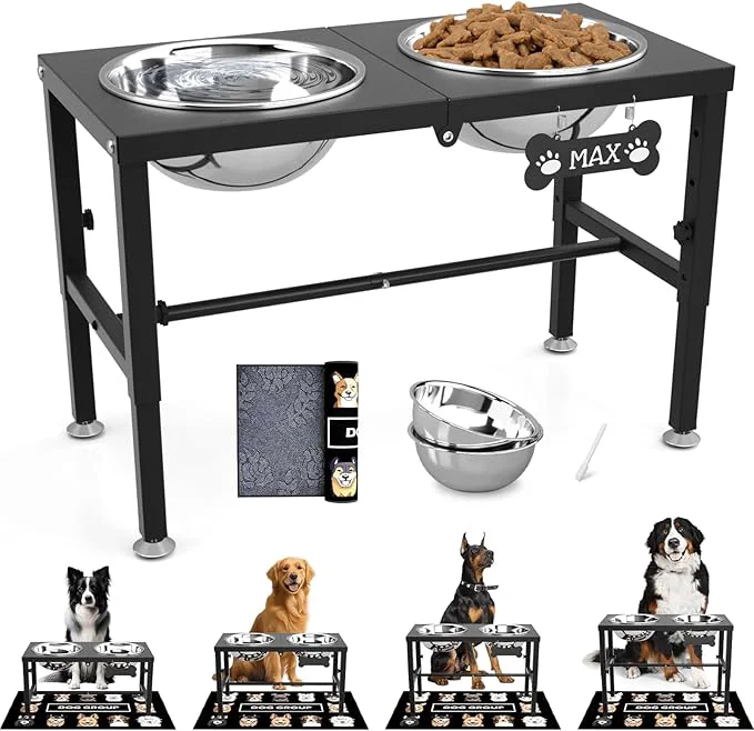 Eco-Friendly SHAINFUN d Dog Bowls with Mat for Large Extra Large Dogs Raised Dog Bowl Stand with Two 101oz Stainless Steel Bowls Tall Dogs Food Water Bowl HolderAbout ThisOverview Exclusive