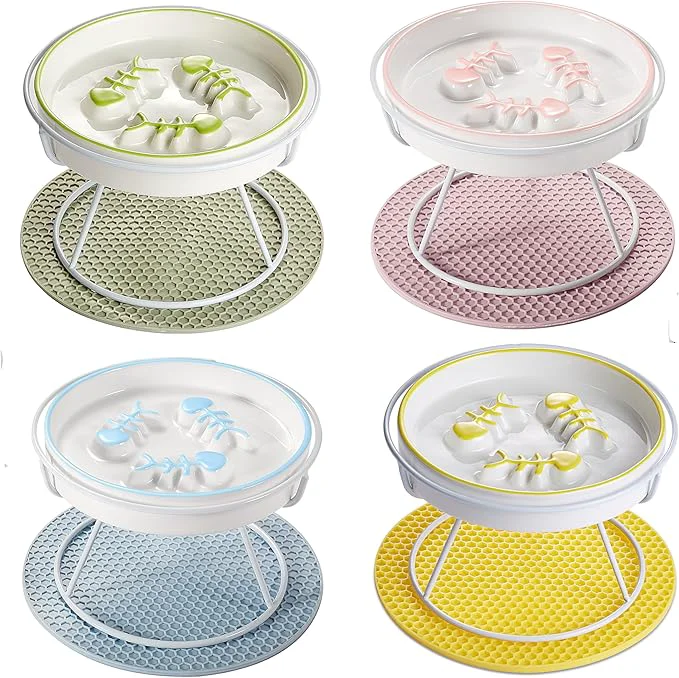 Luxury Raised Cat Dog Slow Feeder Bowl with Stand Cat Slow Bowl for Wet Food and Dry Food Stop Vomit and Choking Slow Down Eating Speed Ceramic d Slow Cat Bowls Whisker Friendly Pet Puzzle FeederAbout ThisOverview High-Performance