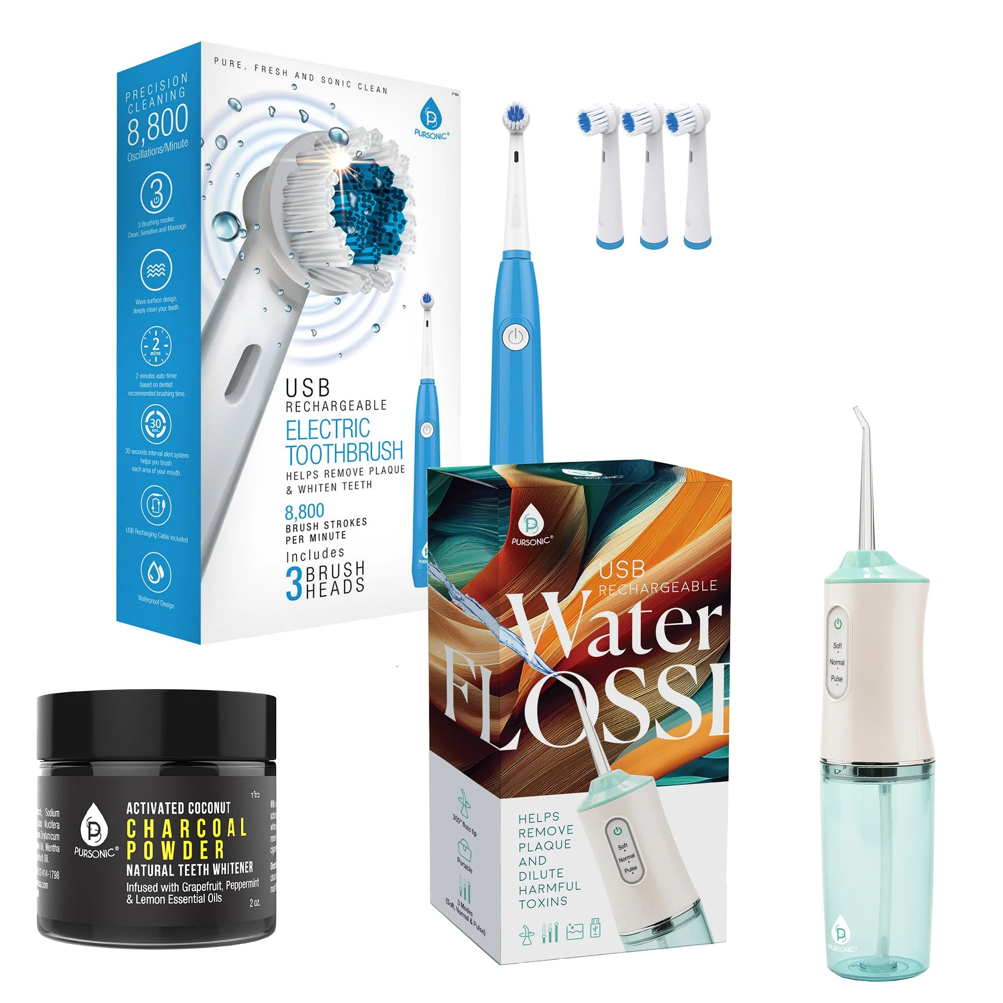 Reliable Complete Dental Care Power Pack – Electric Toothbrush Water Flosser Whitening Powder Classic