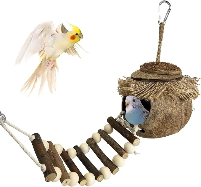 Verified PINVNBY Hanging Coconut Bird Nest Hut Outstanding
