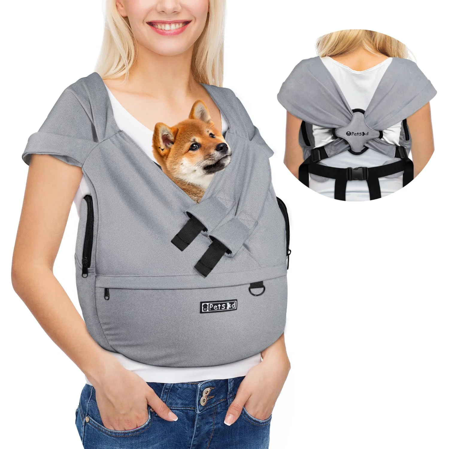 Refined Petskd Dog Carrier Sling for Small Pets 7–15 lbs – Hands- Front-Facing Chest Carrier Carefully Designed