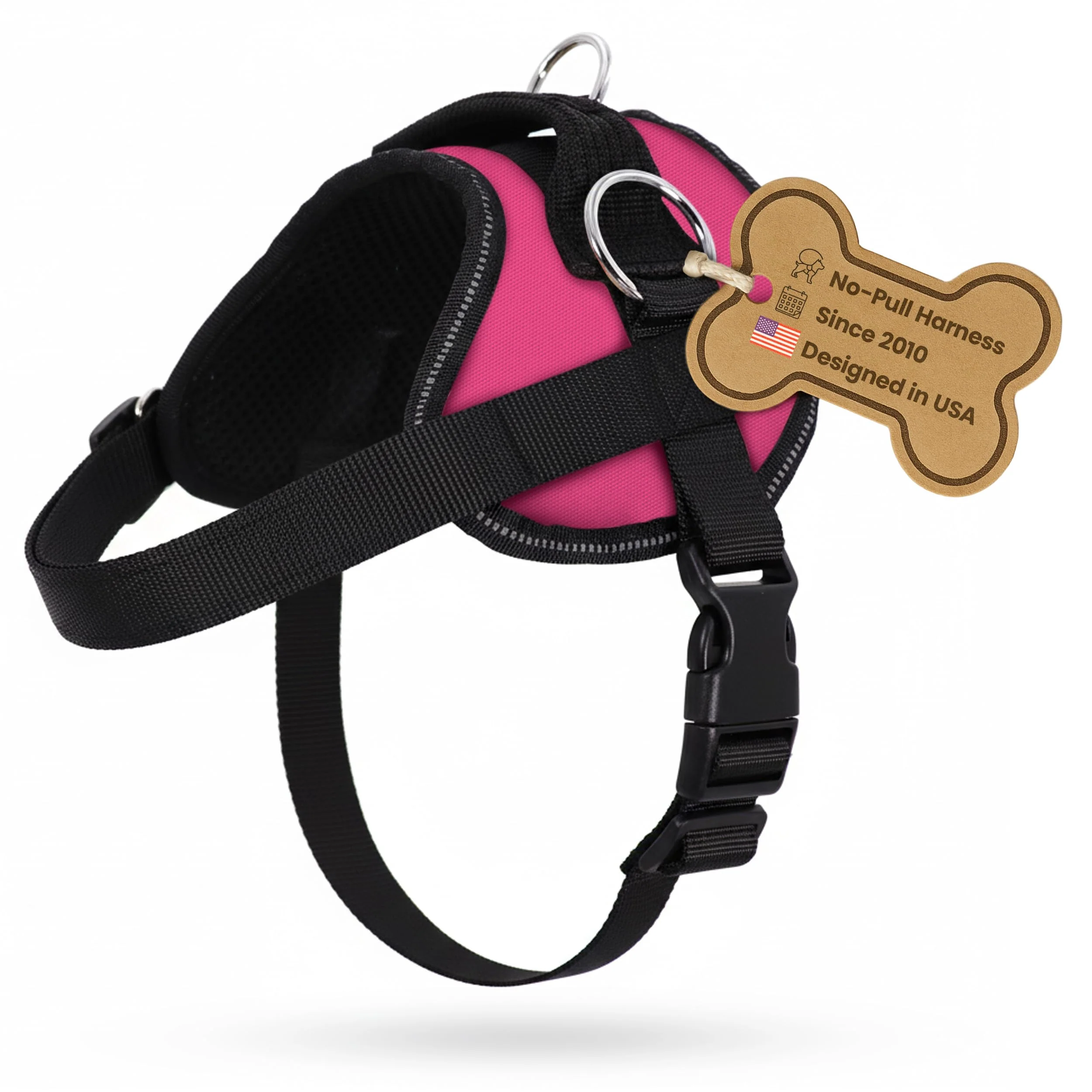Pure Bark Appeal Pink No-Pull Harness – Adjustable Reflective 3 Clips for Small–Medium Dogs Medium Genuine