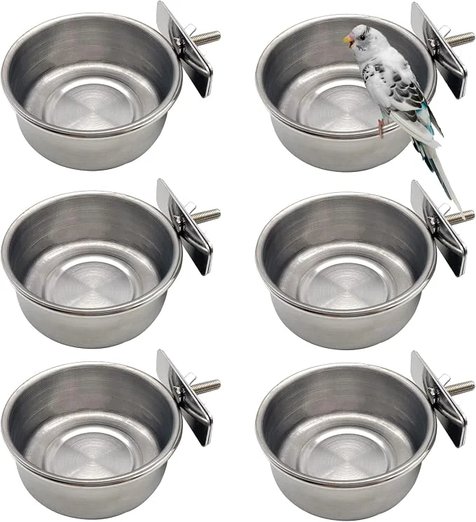 Professional Tfwadmx 6 Pcs Bird Feeding Dish Cups Parrot Food Bowl Clamp Holder Coop Cup Consistent