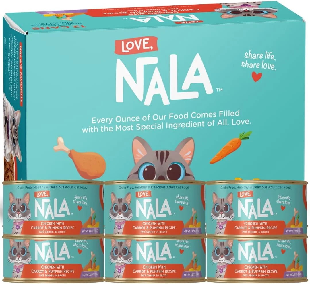 Trendy LOVE NALA – Natural Adult Cat Wet Food – Pate Chicken with Carrot Pumpkin Recipe- Grain Non-GMO Lean Protein Digestive Fiber Blend Added Minerals Vitamins – 12 Pack 2.4 lbs. Fast