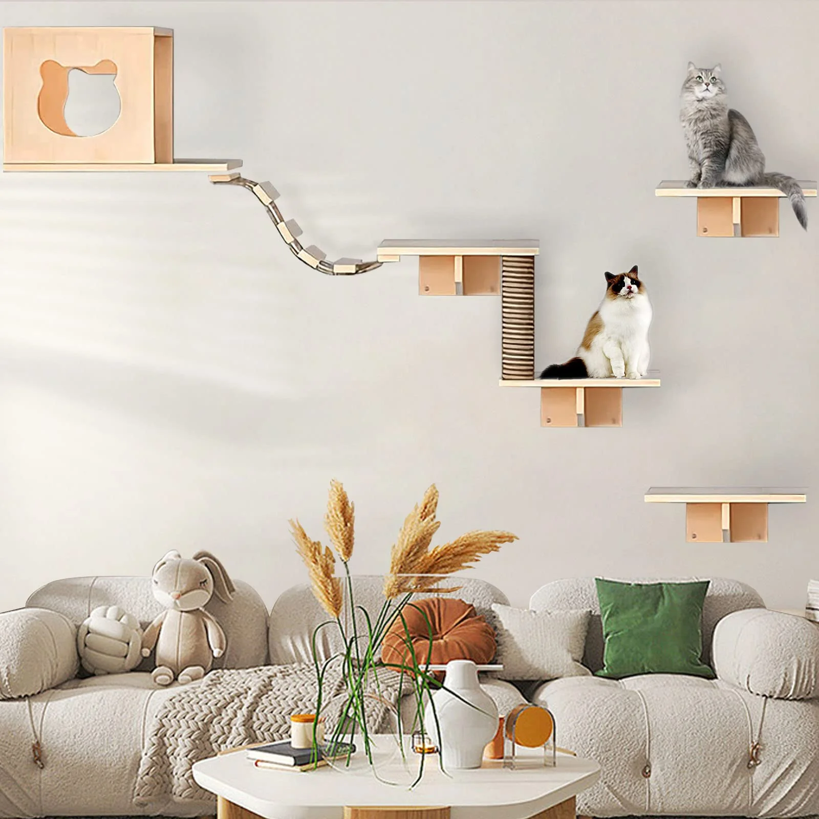 Secure Canormpet Cat Wall Shelves and Furniture Set – Condos Perches Ladders and Scratching Posts Elegant