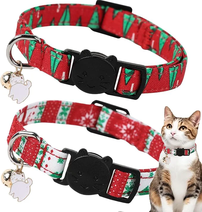 Comfortable Unique style paws 2 Pack Christmas Kitten Collar Breakaway High-Grade