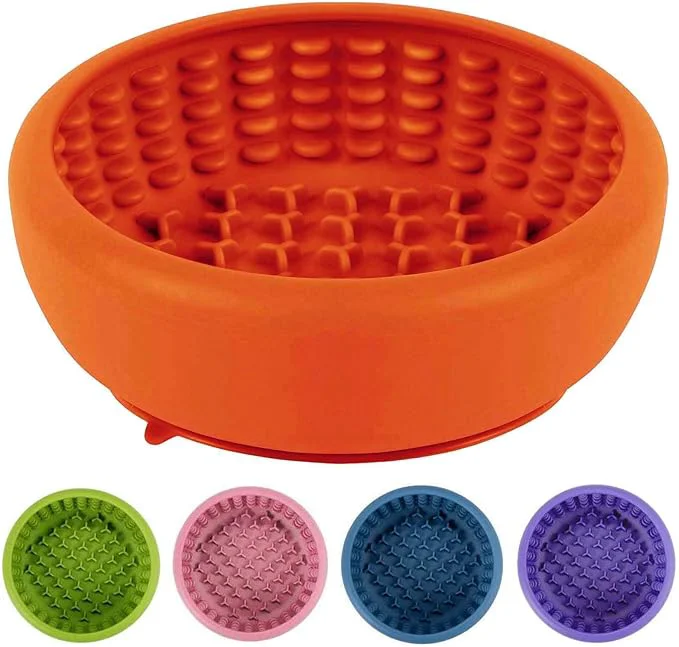 Innovative Dog Lick Bowl ZOURYNUA Non-Slip Slow Feeder Dog Bowls Enrichment Licking Mat for Distraction Anxiety Relief Treat Dispenser zer BPA Silicone Dishwasher Safe Orange Large About ThisOverview Carefully Designed