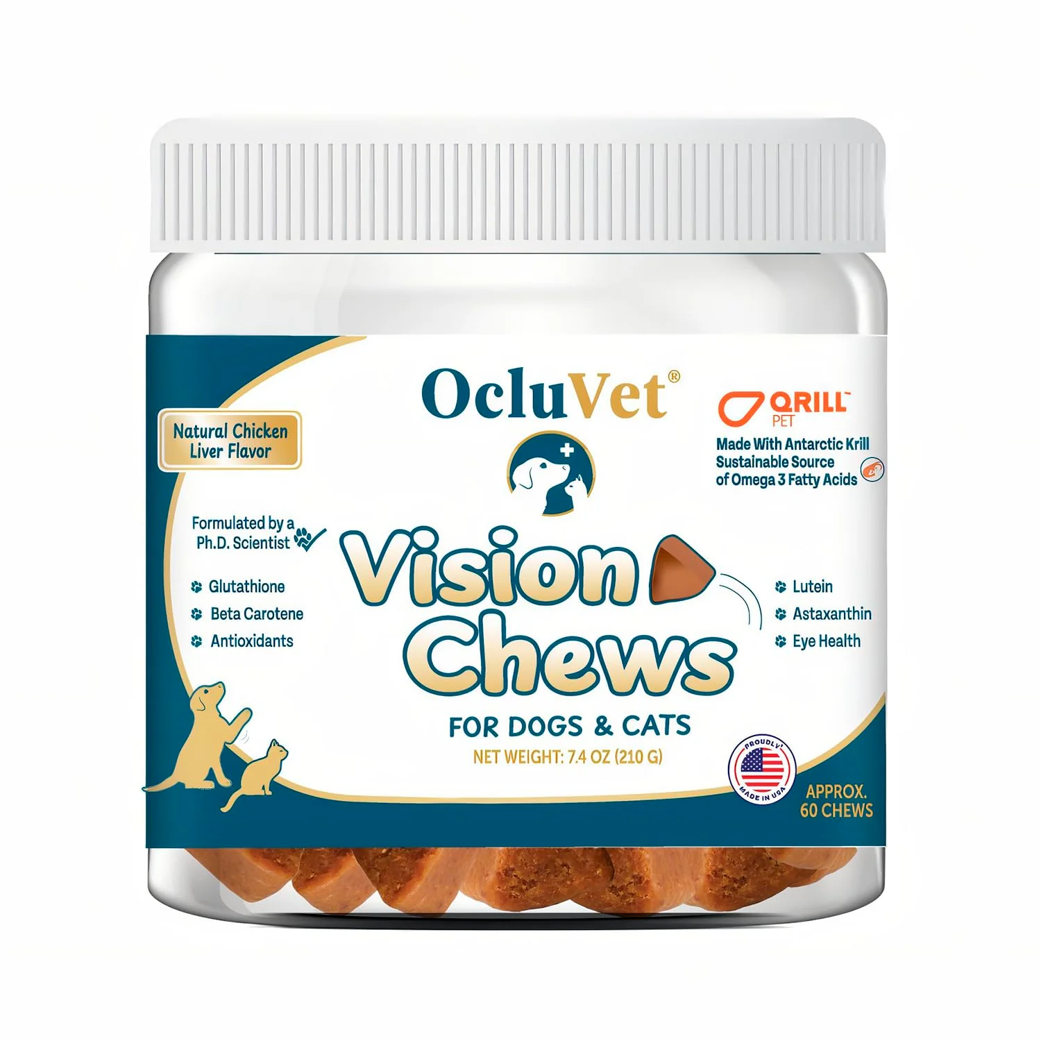 High-Performance OcluVet Vision Chews – Eye Support for Dogs Cats with Krill Astaxanthin Omega-3 Flexible