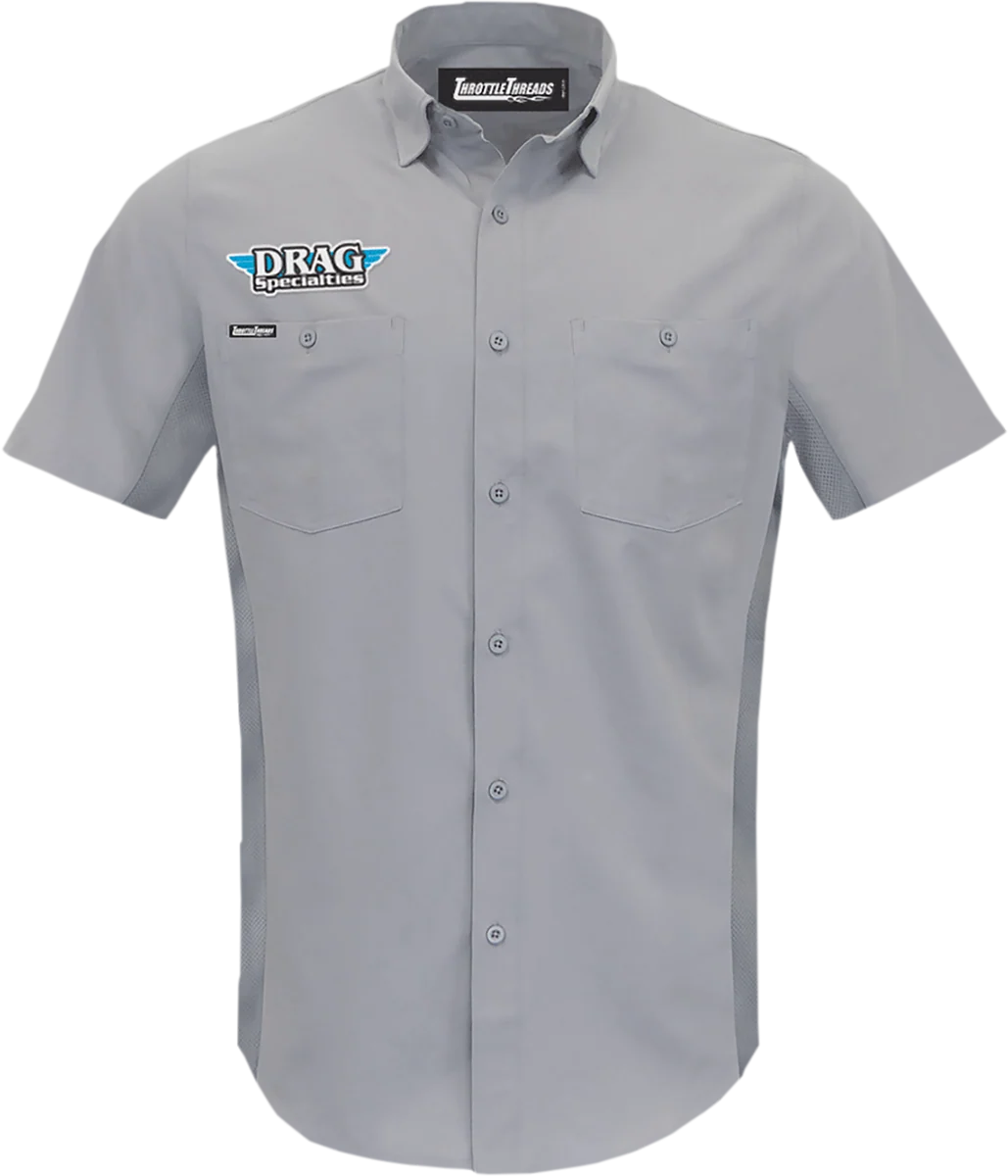 Fine Crafted THROTTLE THREADS Drag Specialties Vented Shop Shirt – Gray – Small DRG31ST26GYSM Green