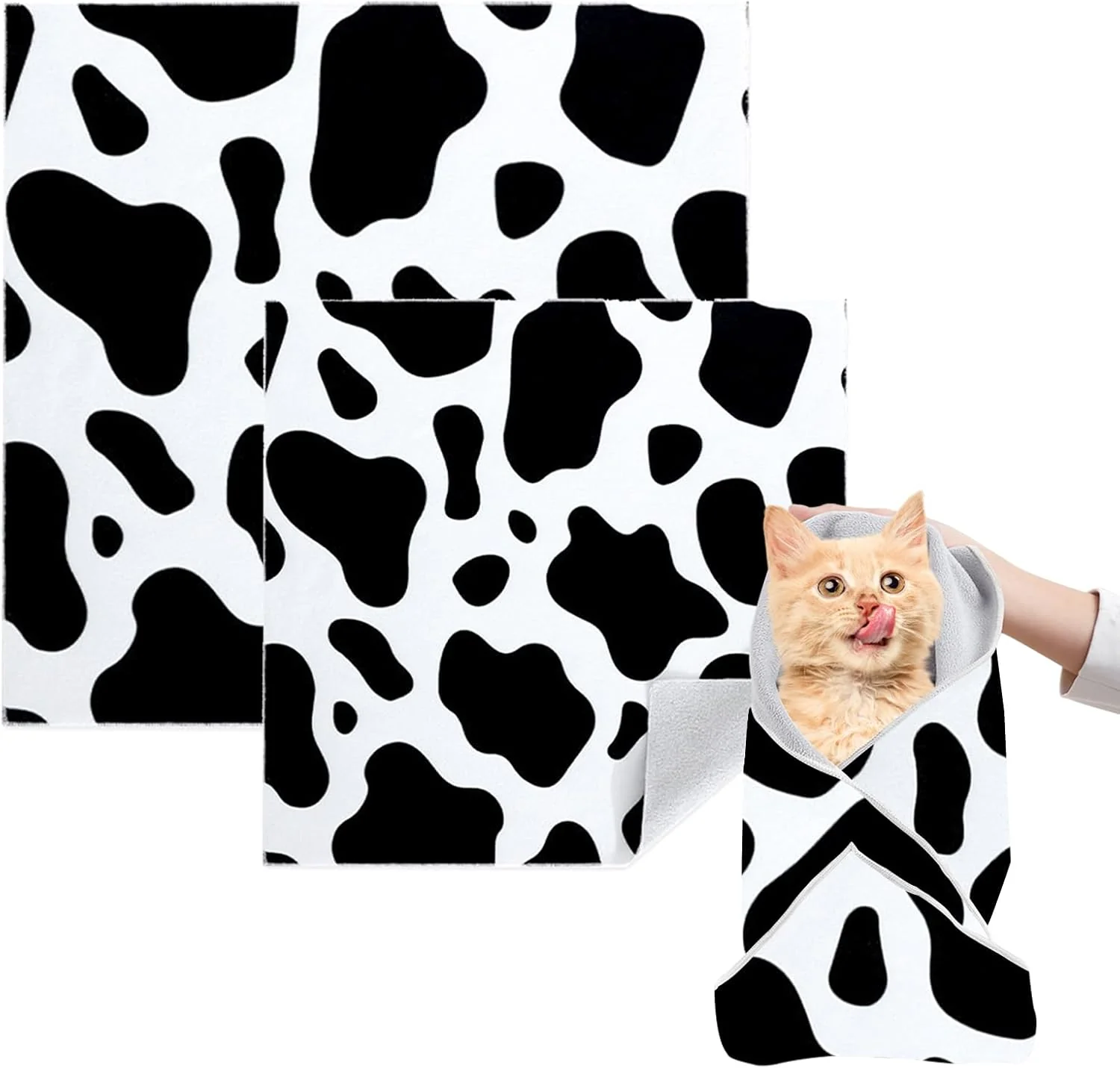 Secure Cat Grooming Wrap 2pcs L XL Cat Restraint Wrap for Nail Clipping Ear Cleaning and Teeth Brushing Self-Adherent Anti-Bite Anti-Scratch Anti Scratch Cow White Stylish