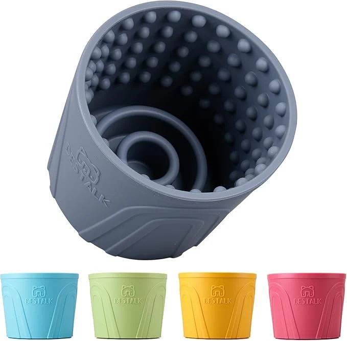 Efficient Dog Lick Bowl alk Anxiety Relief Slow Feeder Dog Lick Mat Treat Dispenser Non-Slip Licking Bowl Enrichment Toys for Small Medium and Large Breed Dogs BPA Silicone Grey S About ThisOverview Fine