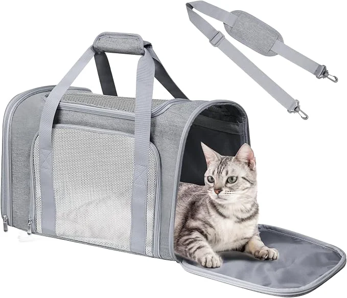 Official Cat Carrier Soft for Pets Up to 15 Lbs Cat Travel Bag Soft-Sided Safe