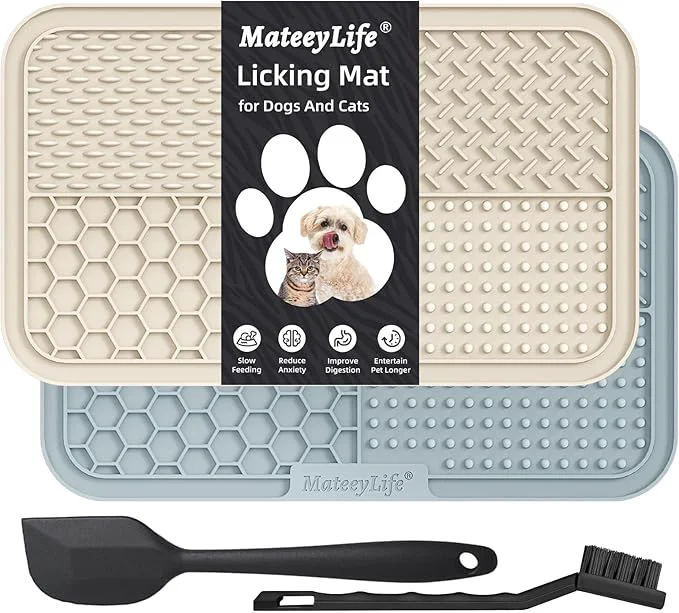 Minimalist MateeyLife 2PCS Large Lick Mat for Dogs with Suction Cups Slow Feeder Bowls Cat Lick Mat for Anxiety Relief Dog Toys to Keep Them Busy Enrichment Toys for Bathing Cat Licking Pad for BoredomAbout ThisOverview Easy-to-Use
