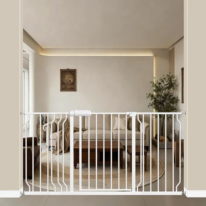 Natural WAOWAO Baby Gate 57.48-62.17 Extra Wide Pressure Mounted Walk Through Swing Smooth