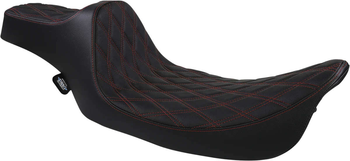 World-Class DRAG SPECIALTIES Extended Reach Predator III Seat – Double Diamond – Black w Red Stitching – FL ’99-’07 08011371 Breathable