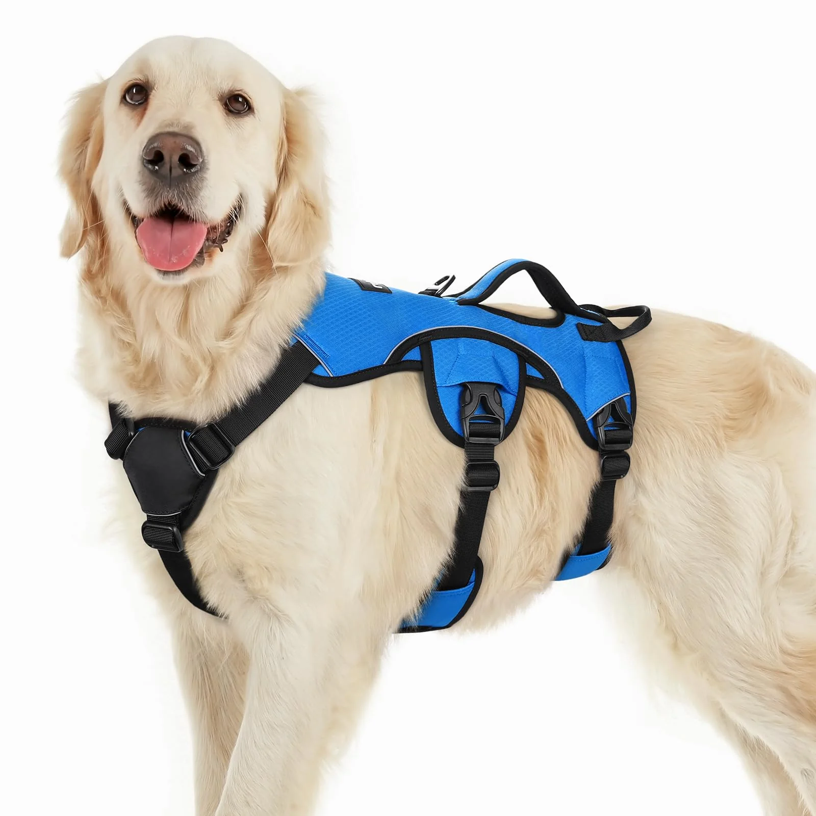 Fast rabbitgoo Escape Proof Dog Harness – Large Soft-Padded Full-Body Vest with Lift Handle Clean