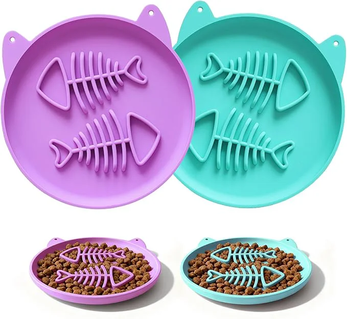 Professional Slow Feeder Cat Bowl 2 PCS Silicone Bowl Cat Slow Feeder I for Dry and Wet Food Easy to Clean Interactive Puzzle Toy for Pets Food Training Keeps Cats Busy 6.69 W 0.65 HAbout ThisOverview Quality