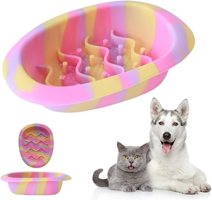 Secure Colorful Slow Feeder Bowl for Large Small Pets Silicone Easy to Clean Dog Food Bowl Slow Feed Dog Cat Bowls for Interactive Pink L About ThisOverview Next-Generation