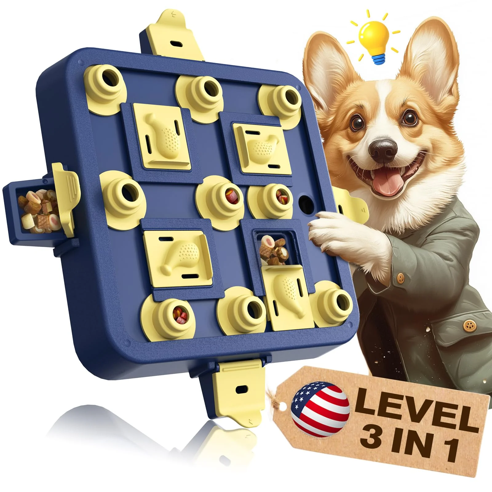 Contemporary KADTC 3-Level Dog Puzzle Toy – U.S. Design Mental Stimulation Slow-Feeding High-End