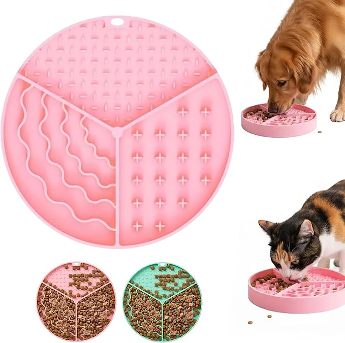 Pure Silicone Slow Feeder Dog Cat Bowl Puzzle Cat Feeder for Slow Eating Non-Slip Fun Pattern Mental Enrichment Digestion Bloat Relief Interactive Pet Enrichment Bowl Prevents overeating Pink About ThisOverview Artisan