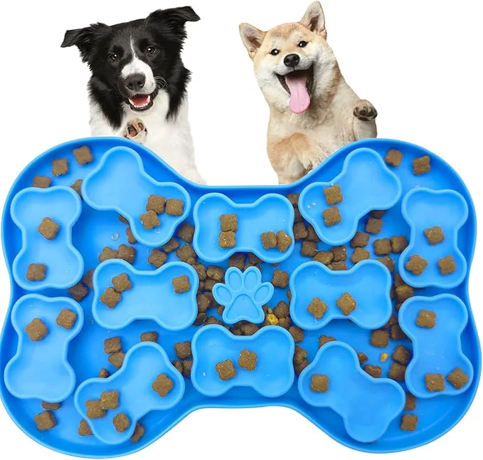 First-Class Fhiny Silicone Snuffle Mat for Dogs Dog Puzzle Feeder Lick Mat with Suction Cups Puppy Slow Feeder Bowl for Dry and Wet Food Interactive Smell Training Encourages Natural Foraging Skill Blue About ThisOverview Minimalist