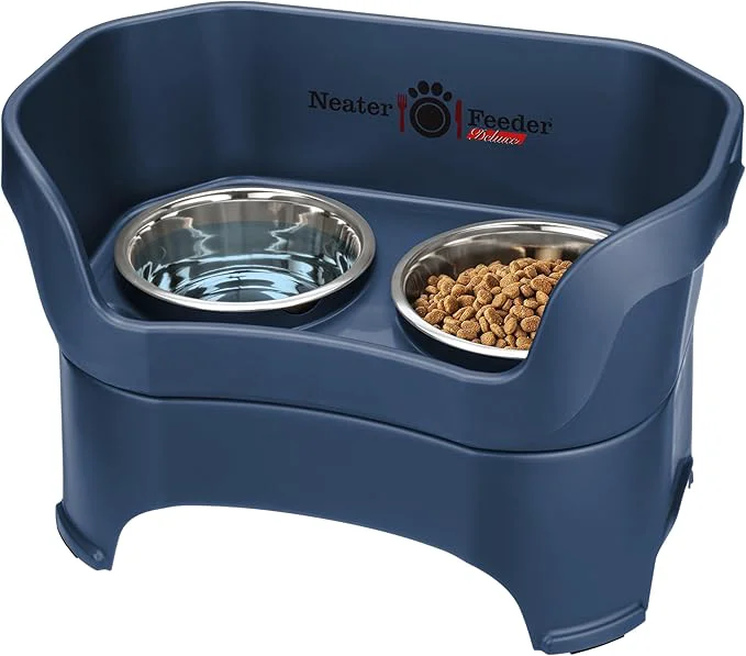 Clean Neater Pet Brands Neater Feeder Deluxe Mess Proof Dog Bowls d for Large Dogs Over 40 lbs Made in USA No Spill Raised Dog Food Bowl Stand Feeding Station Food and Water Bowl Set Dark BlueAbout ThisOverview Classic
